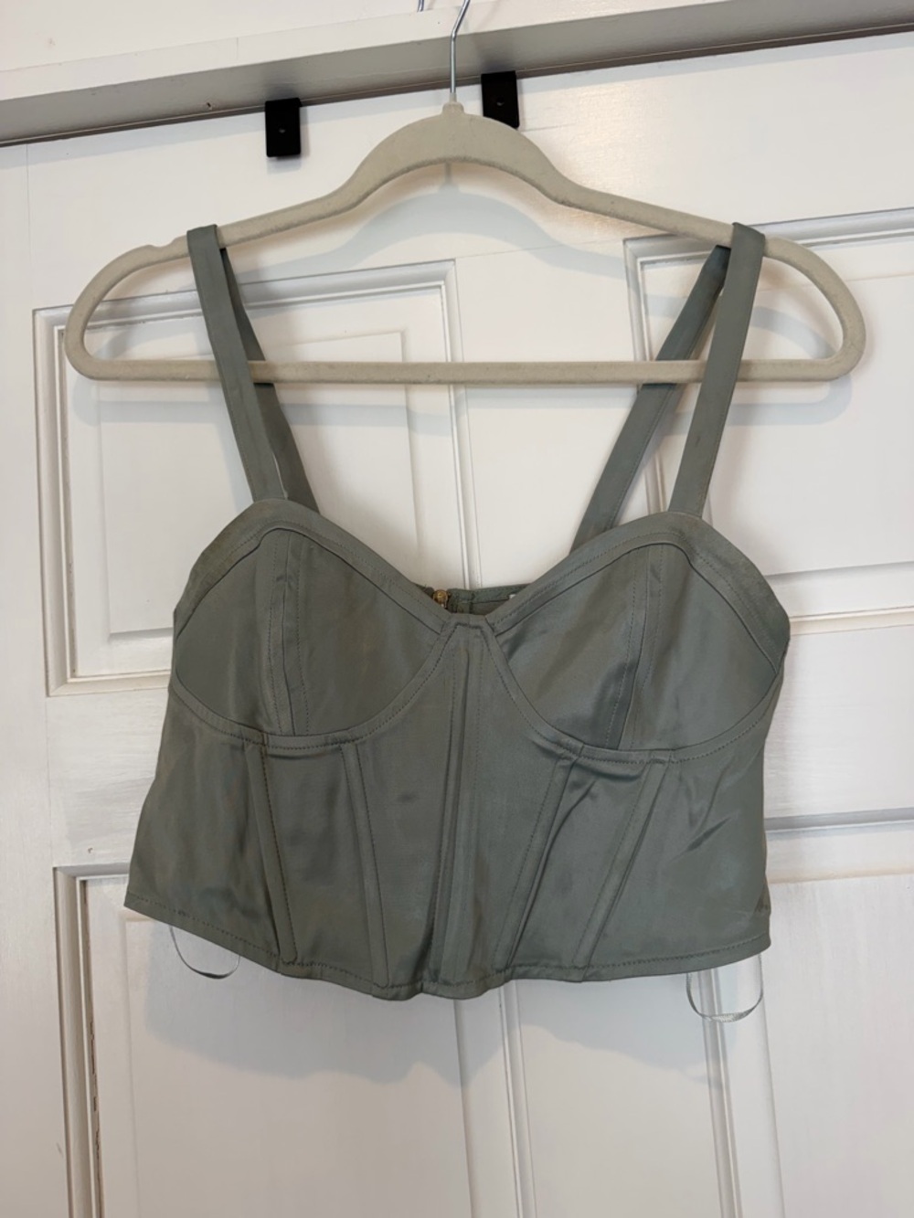 Zara Sage Green Bustier Crop Top
